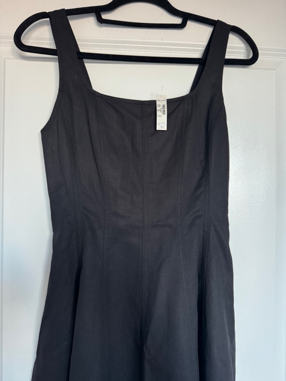 NWT!! | MADEWELL Women’s Seamed Open Squareneck Mini Dress | Jet Black | Size 00 - Picture 4 of 15